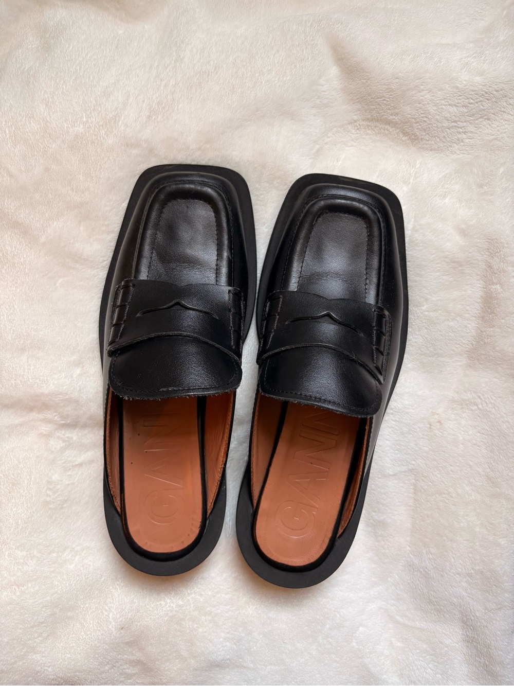 Ganni Leather Slip-On Loafers